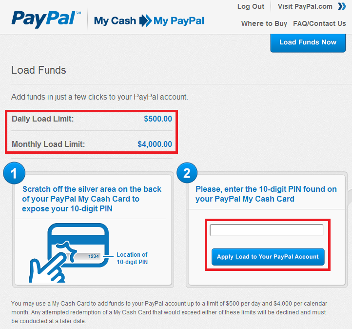 Load Funds to PayPal Cash2