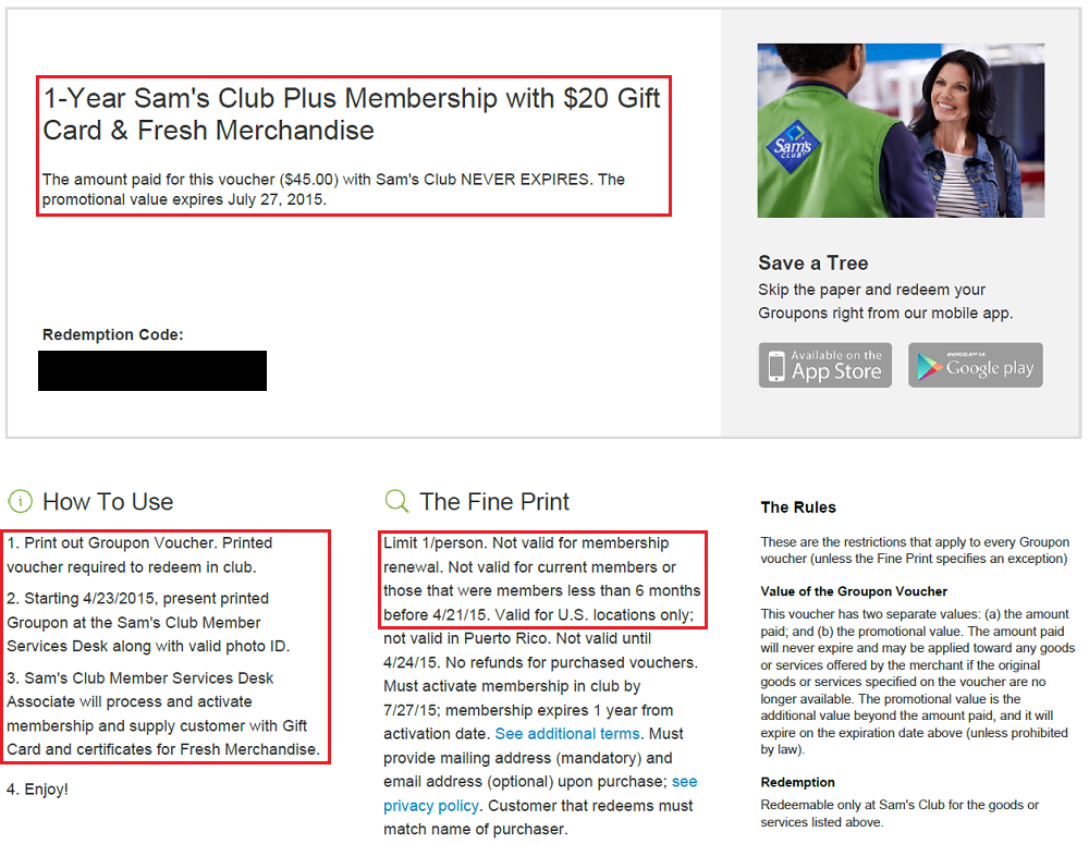 groupon sams membership