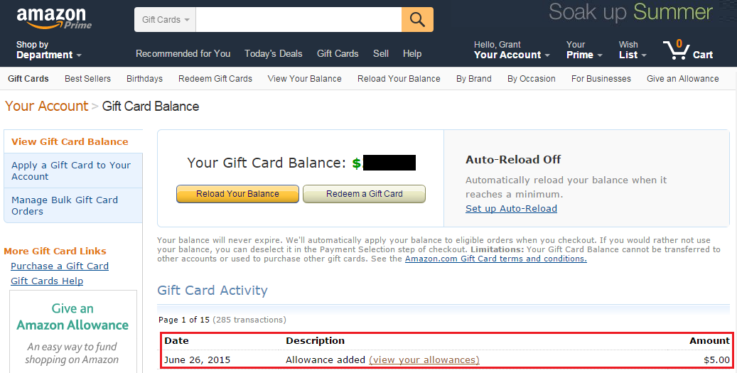 Set Up Amazon Allowance To Automatically Charge Your Bofa Better Balance Rewards Credit Card