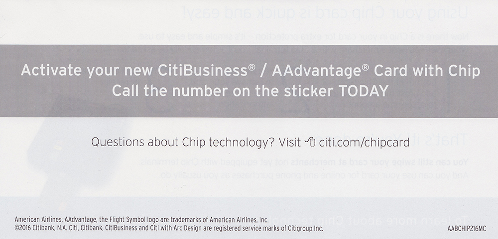 Citi AA Business Credit Card Letter Back