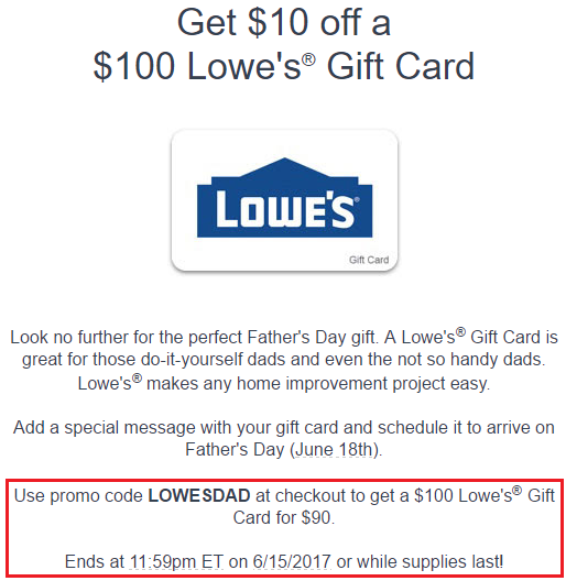 Quick Deal 100 Lowe S Egift Card For 90 From Gyft Promo Code