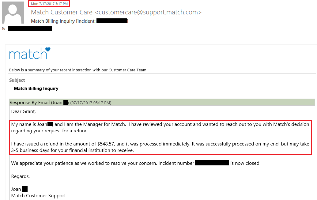 match.com customer service email