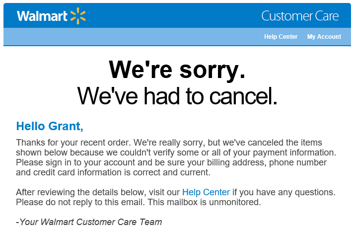 Cancel Items and Orders -  Customer Service