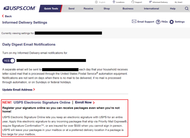 New Usps Informed Delivery Feature Electronic Signature Online Esol