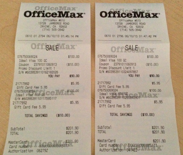 Office Max Receipts Travel with Grant