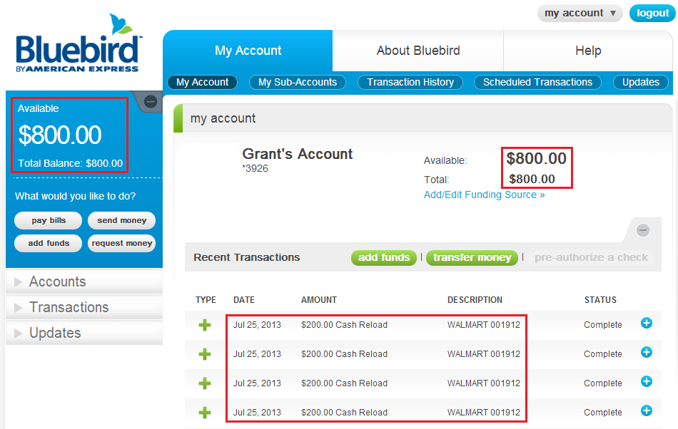 HowTo Load Bluebird with Gift Cards at Walmart MoneyCenter ATM