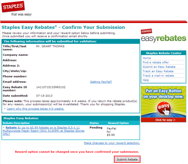 Staples Easy Rebates StepbyStep Guide Travel with Grant