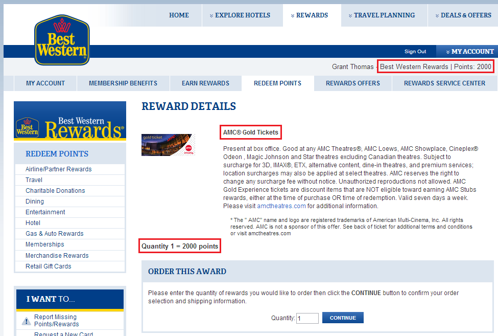 What will 2,000 Best Western Reward Points get you? (Not much)