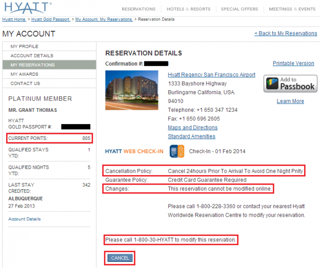 Cancelling a Hyatt Points Reservation and Using a Marriott Free Night