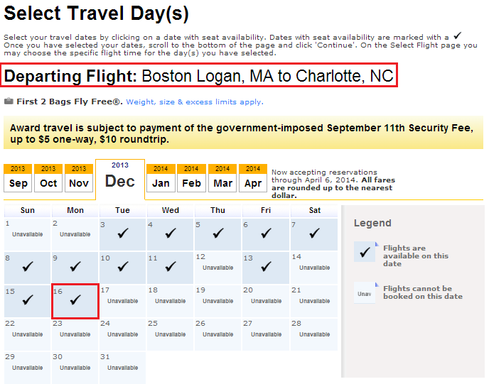 BOS to CLT Flights 12.16 Award | Travel with Grant
