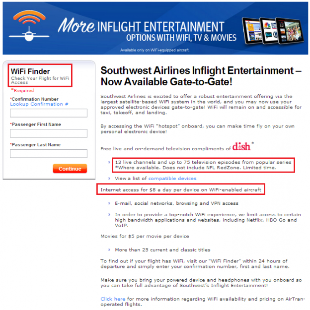 Southwest Airlines Offers GateToGate WiFi Access on their Planes