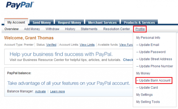 Add Bank To PayPal 1 Travel With Grant