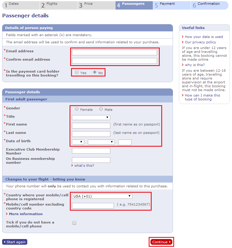 Fill in BA Award Info