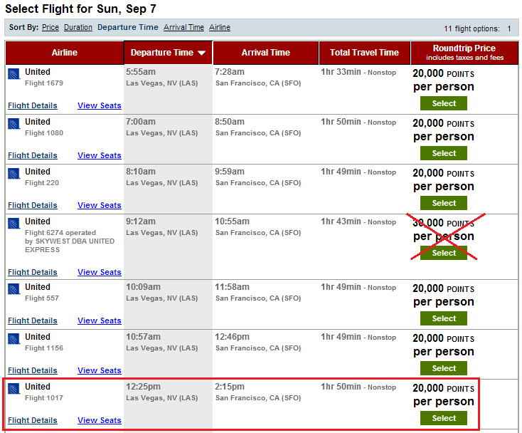 US Bank Flight Search Results LAS-SFO