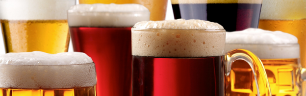 close-up of a group of glasses of beer