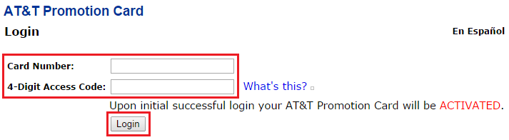 Activate ATT Promo Card