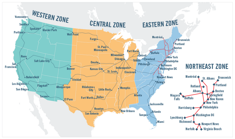 Amtrak Zone Map