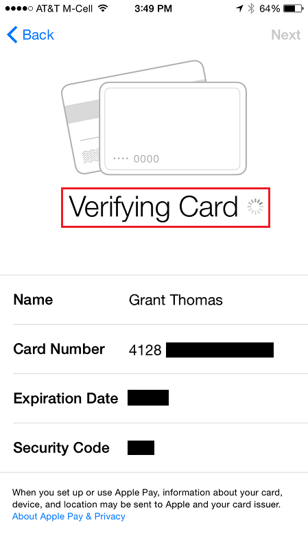 Что такое verification code для apple pay