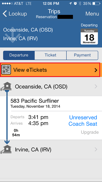 Amtrak App Trips