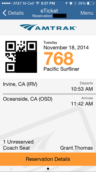 Amtrak E-Ticket