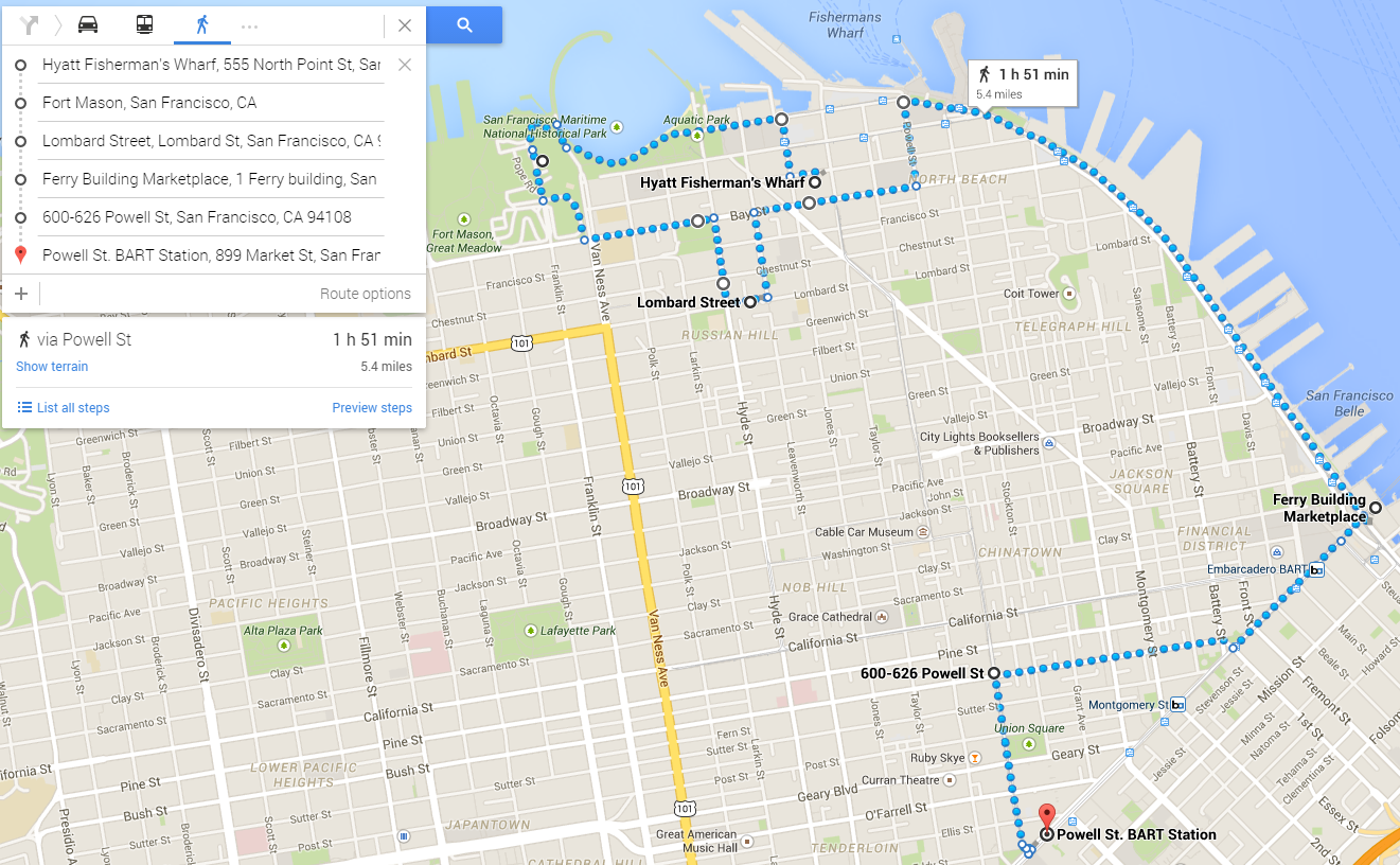 google maps walking tour san francisco