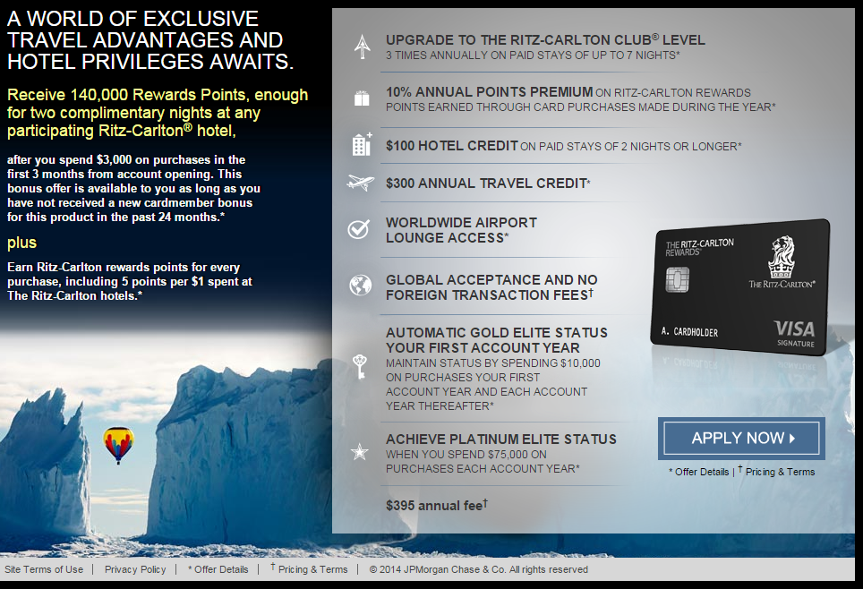 Chase Ritz-Carlton Credit Card Offer Details