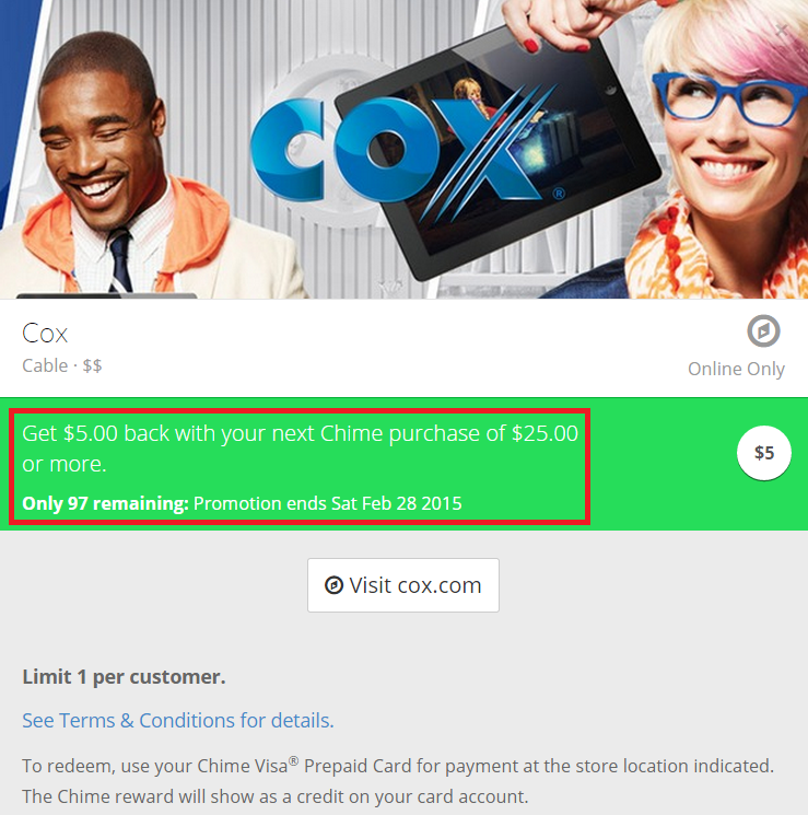 Chime Card Cox Communications Offer