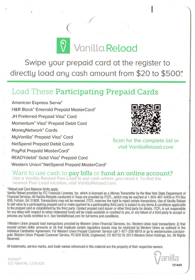 New Vanilla Reload Flex Load Cards at Walgreens (Cash Only)