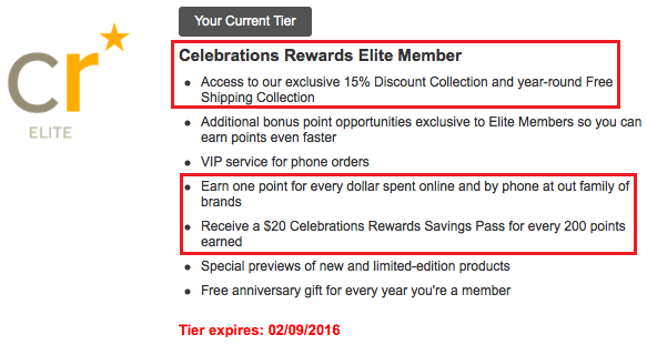 Celebrations Rewards Elite Member