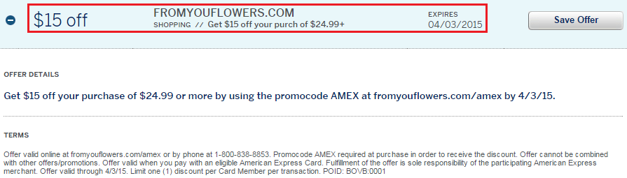 From You Flowers AMEX Offer