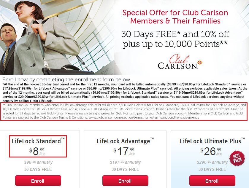 LifeLock with Club Carlson Discount