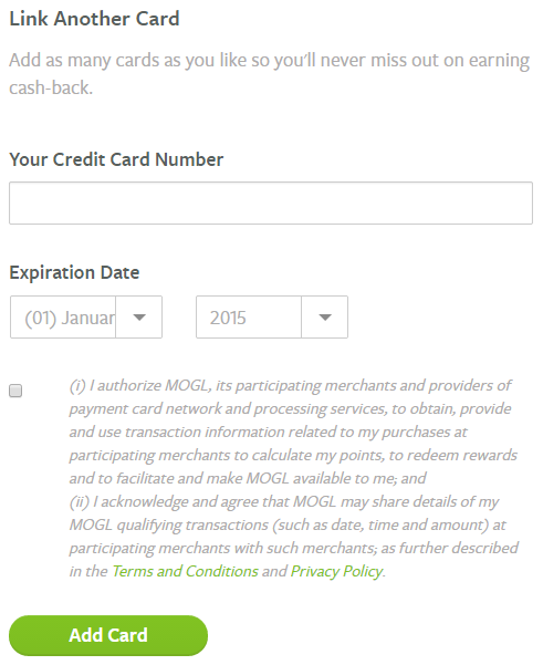 Link Credit Card with Mogl