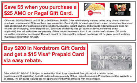 Regal and Nordstroms GC Staples Ad