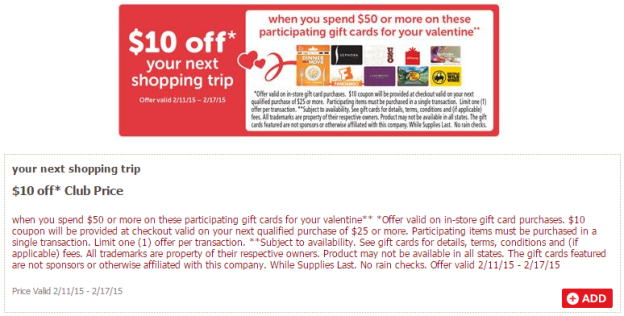 20% Off Select Gift Cards At Safeway/Vons/Pavilions Through 2/17/2015