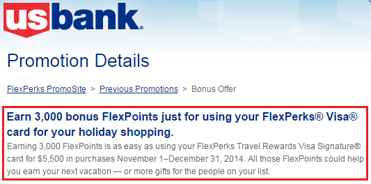 US Bank FlexPerks Holiday Shopping Bonus 5,000 Points