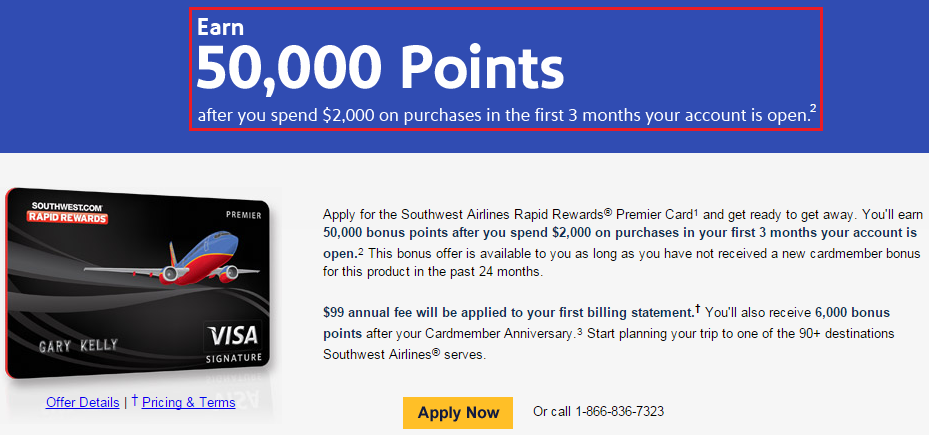 Chase Southwest Airlines Premier 50,000 Mile Sign Up Offer Inflight
