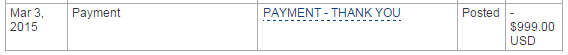 PPBDC $999 Evolve Money Payment
