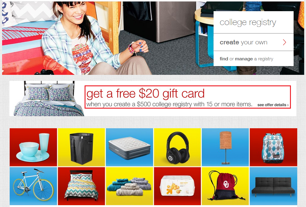 $20 Target Gift Card College Registry