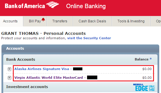 a screenshot of a banking account