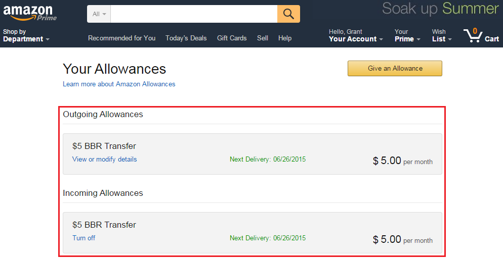 Amazon Allowance Transfer Verified