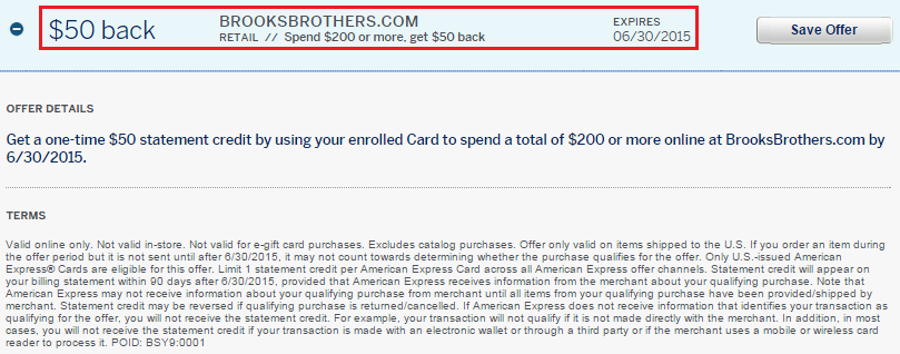 Brooks Brothers AMEX Offer | Travel 