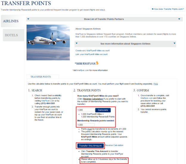 Transfer Times to Singapore Airlines from Chase Ultimate Rewards, AMEX ...