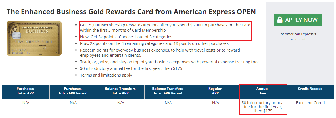 Credit Card Application AMEX Business Gold Rewards Public Offer
