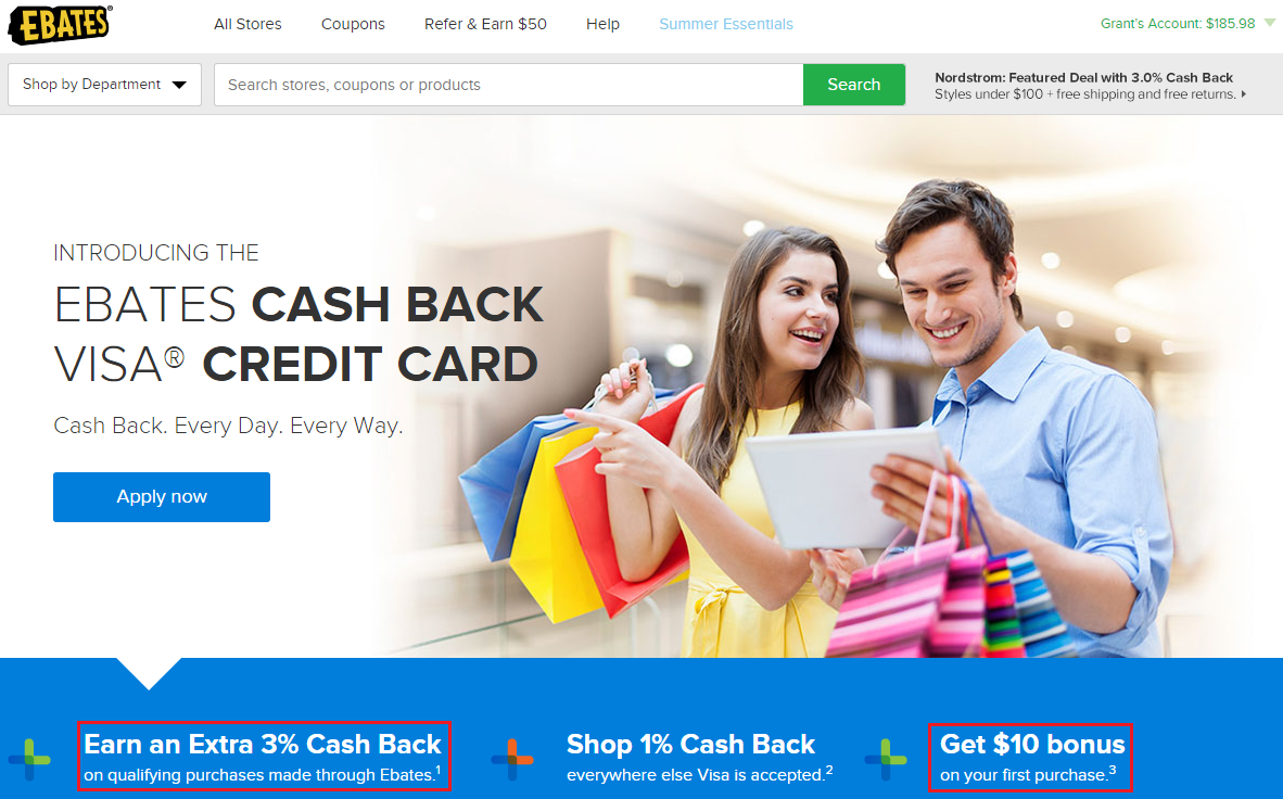 Credit Card Application Ebates Cash Back Card