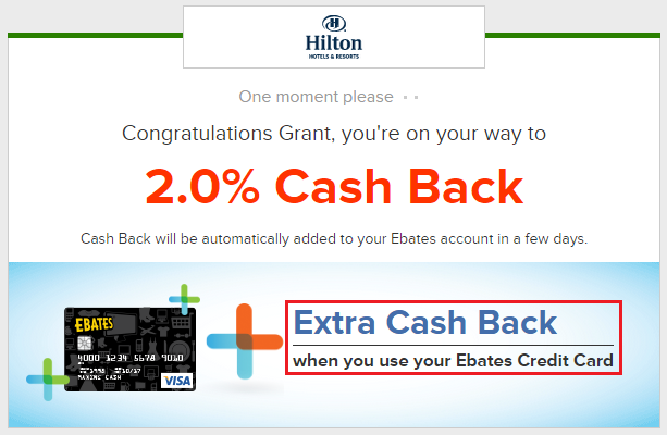 Interstitial Hilton Extra Cash Back