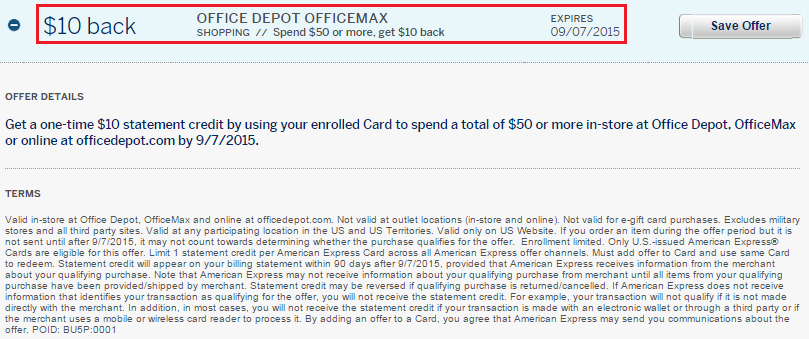 Office Depot OfficeMax AMEX Offer