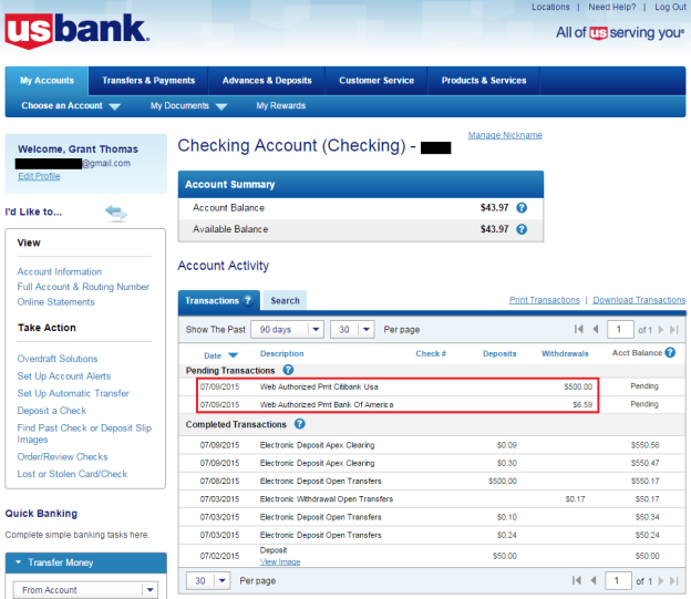 Cannot Apply for US Bank Checking Account Online with Frozen ARS/IDA ...