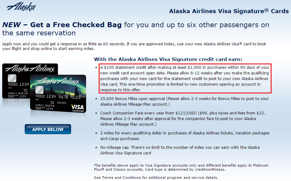 BofA Alaska Airlines Offer $100 Statement Credit