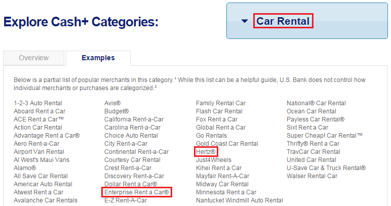 Cash Plus Car Rentals Category