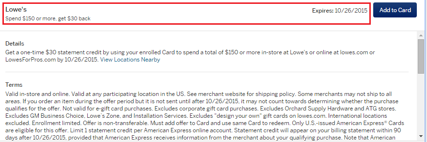 Lowe's AMEX Offer